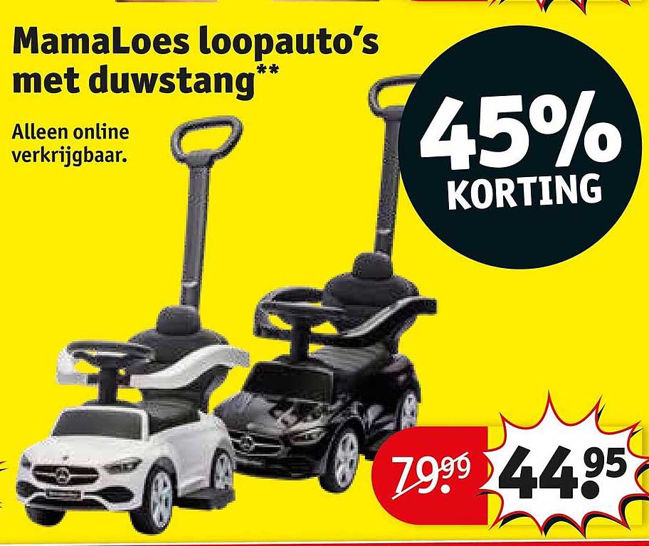 MamaLoes loopauto’s met duwstang** Alleen online verkrijgbaar. 45% KORTING