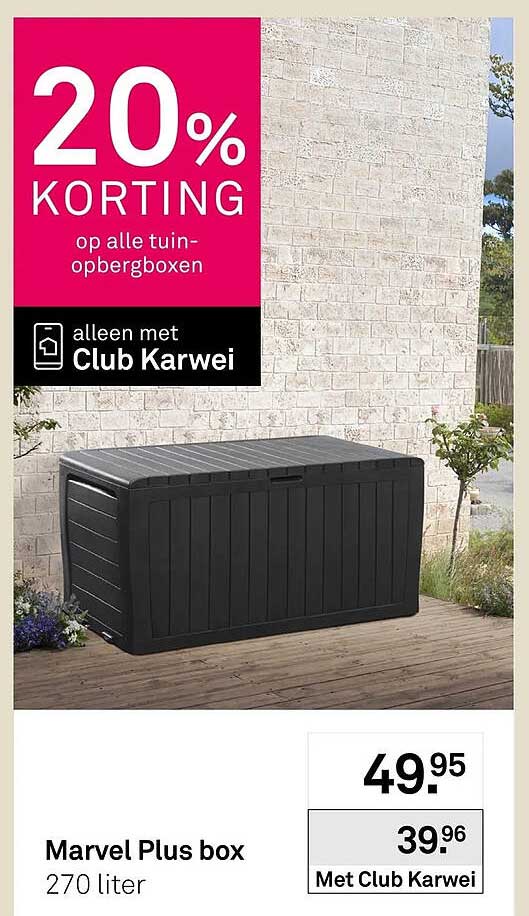 Marvel Plus box 270 liter 20% KORTING op alle tuin-opbergboxen alleen met Club Karwei