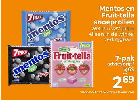 Mentos en Fruit-tella snoeprollen