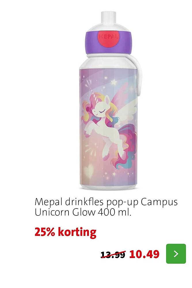 Mepal drinkfles pop-up Campus Unicorn Glow 400 ml. 25% korting