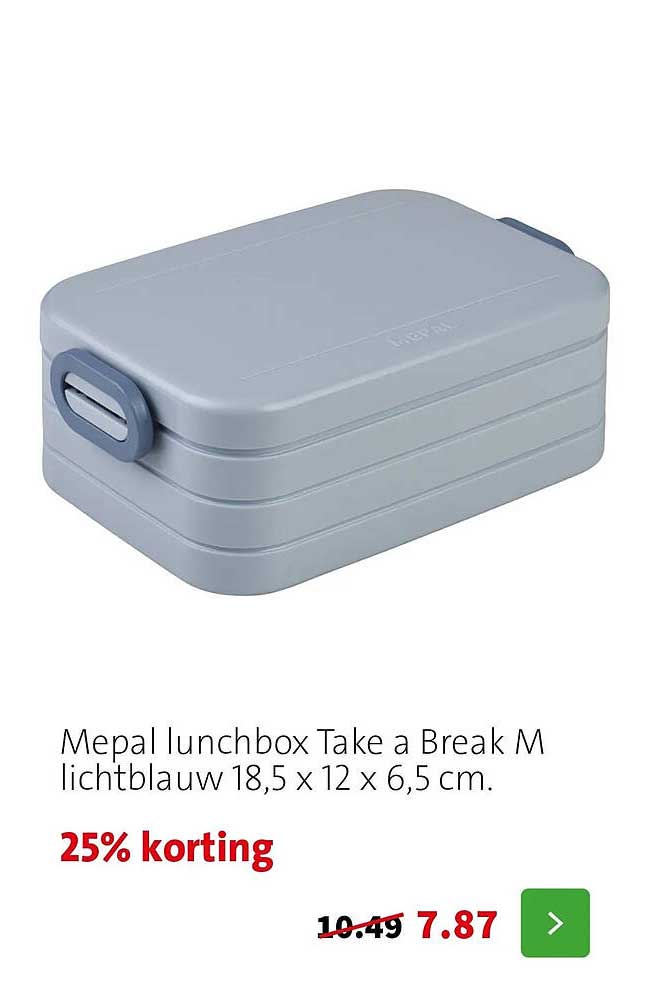 Mepal lunchbox Take a Break M lichtblauw 18,5 x 12 x 6,5 cm. 25% korting