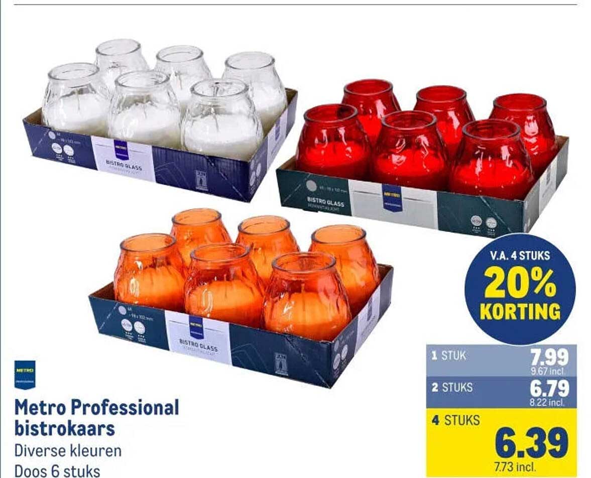 Metro Professional bistrokaars Diverse kleuren Doos 6 stuks