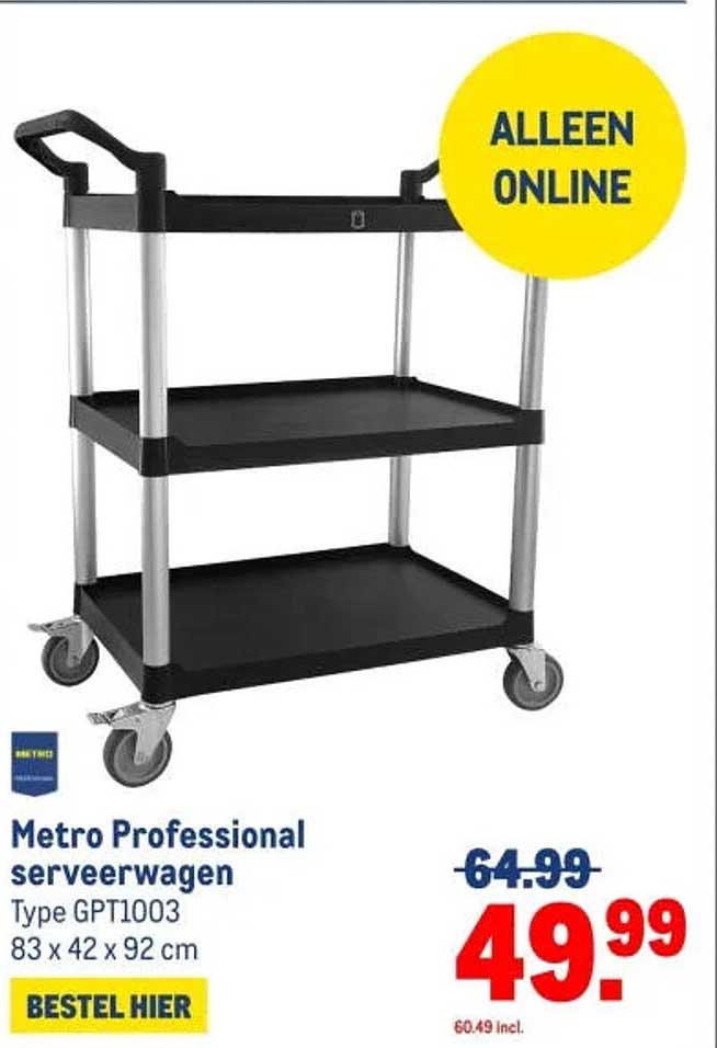 Metro Professional serveerwagen Type GPT1003 83 x 42 x 92 cm