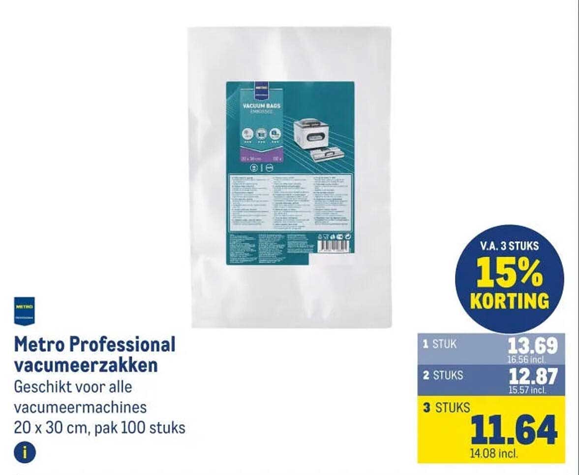 Metro Professional vacumeerzakken 15% KORTING