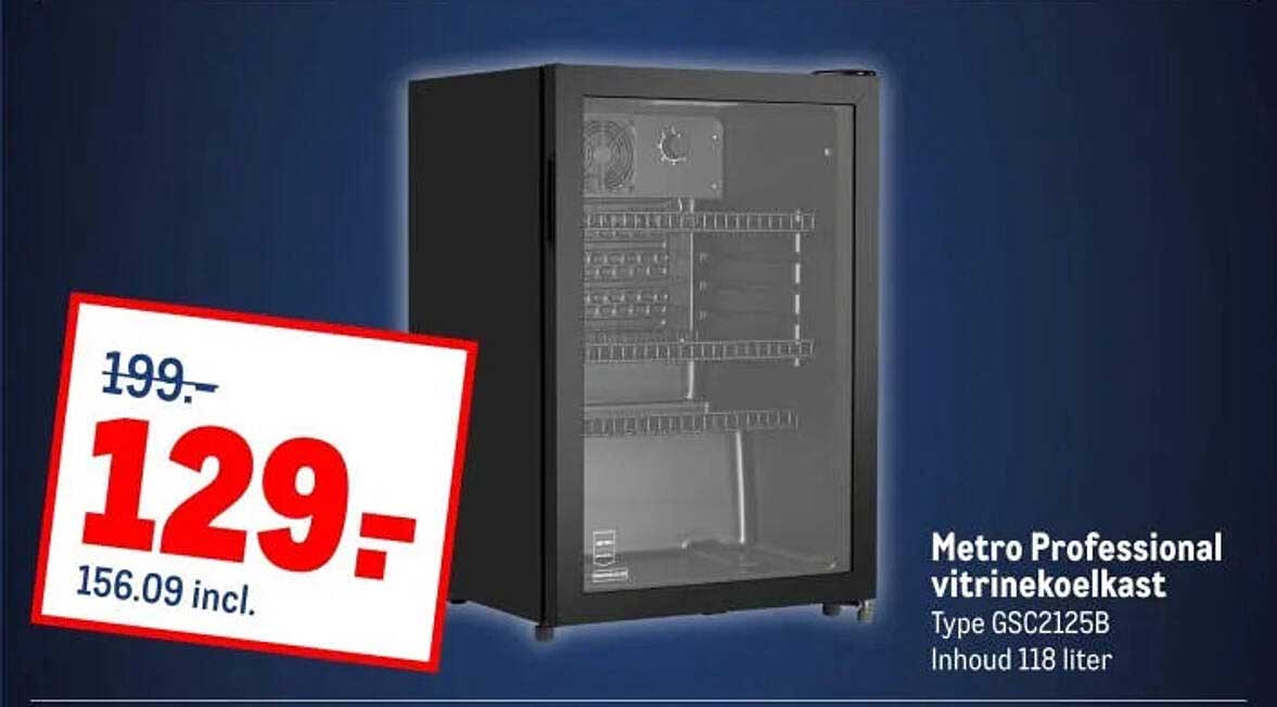Metro Professional vitrinekast Type GSC2125B Inhoud 118 liter