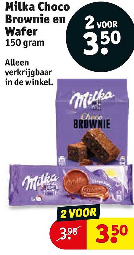 Milka Choco Brownie en Water 150 gram 2 voor 3.50