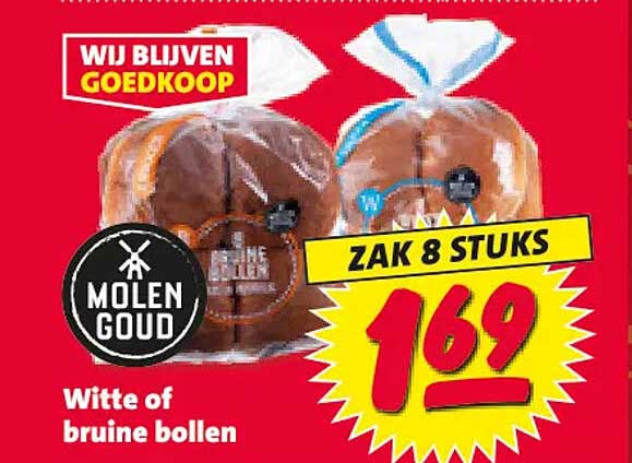 Molen Goud Witte of bruine bollen ZAK 8 STUKS