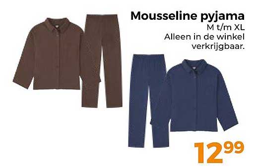 Mousseline pyjama M t/m XL Alleen in de winkel verkrijgbaar.