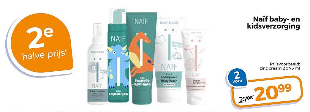 Naïf baby- en kidsverzorging 2e halve prijs