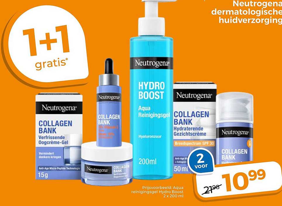 Neutrogena dermatologische huidverzorging 1+1 gratis