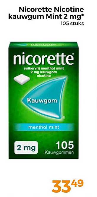 Nicorette Nicotine kauwgum Mint 2 mg* 105 stuks