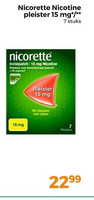Nicorette Nicotine pleister 15 mg*/** 7 stuks