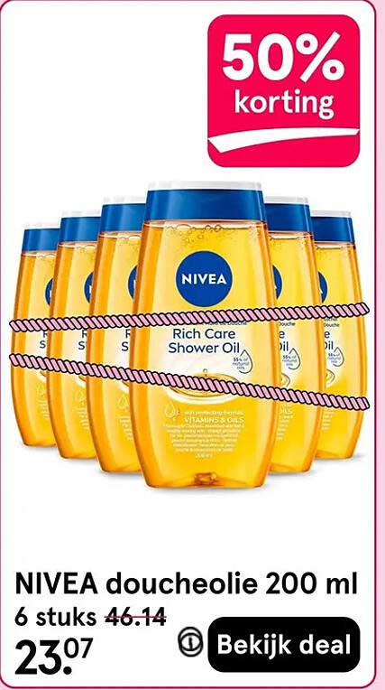 NIVEA doucheolie 200 ml 6 stuks 50% korting