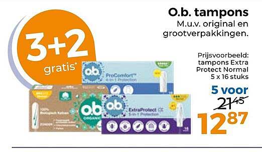 O.b. tampons 3+2 gratis
