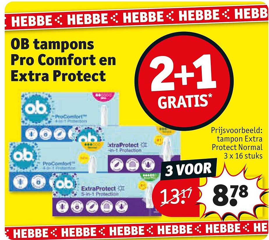 OB tampons Pro Comfort en Extra Protect 2+1 gratis