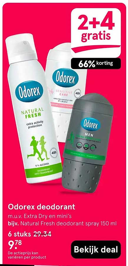 Odorex deodorant 2+4 gratis