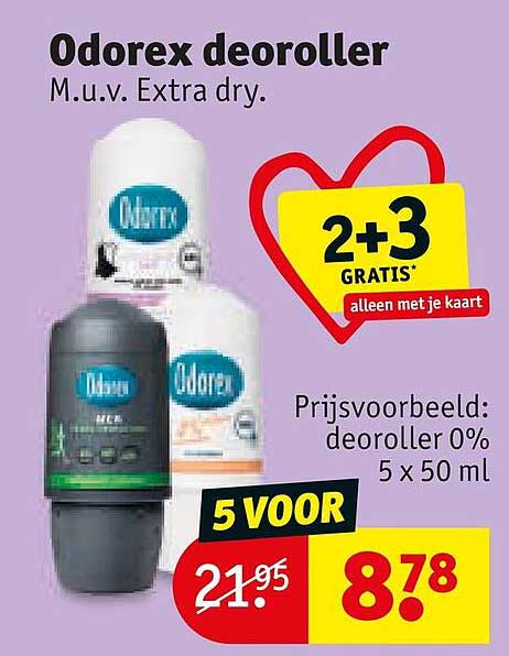 Odorex deoroller M.u.v. Extra dry. 2+3 GRATIS alleen met je kaart