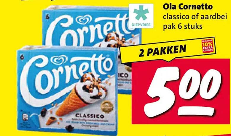 Ola Cornetto classico of aardbei pak 6 stuks 2 PAKKEN