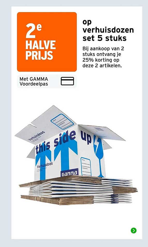 op verhuisdozen set 5 stuks 2e halve prijs
