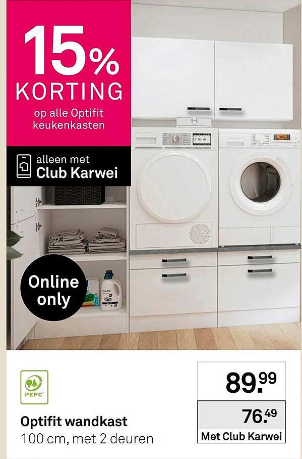 Optifit wandkast 100 cm, met 2 deuren