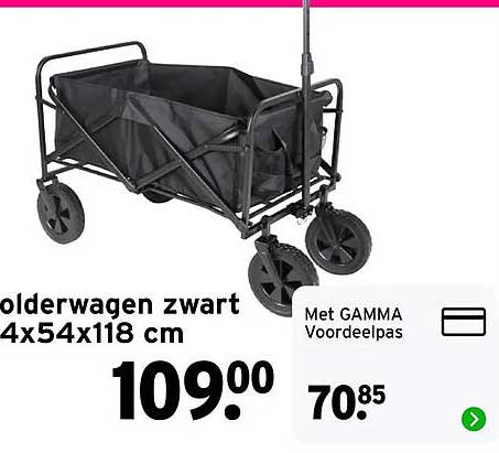 Opvouwbare bolderwagen zwart 54x54x118 cm