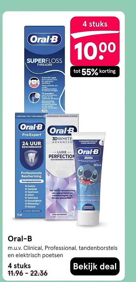 Oral-B m.u.v. Clinical, Professional, tandenborstels en elektrisch poetsen 4 stuks