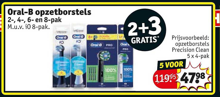 Oral-B opzetborstels 2-, 4-, 6- en 8-pak 2+3 GRATIS