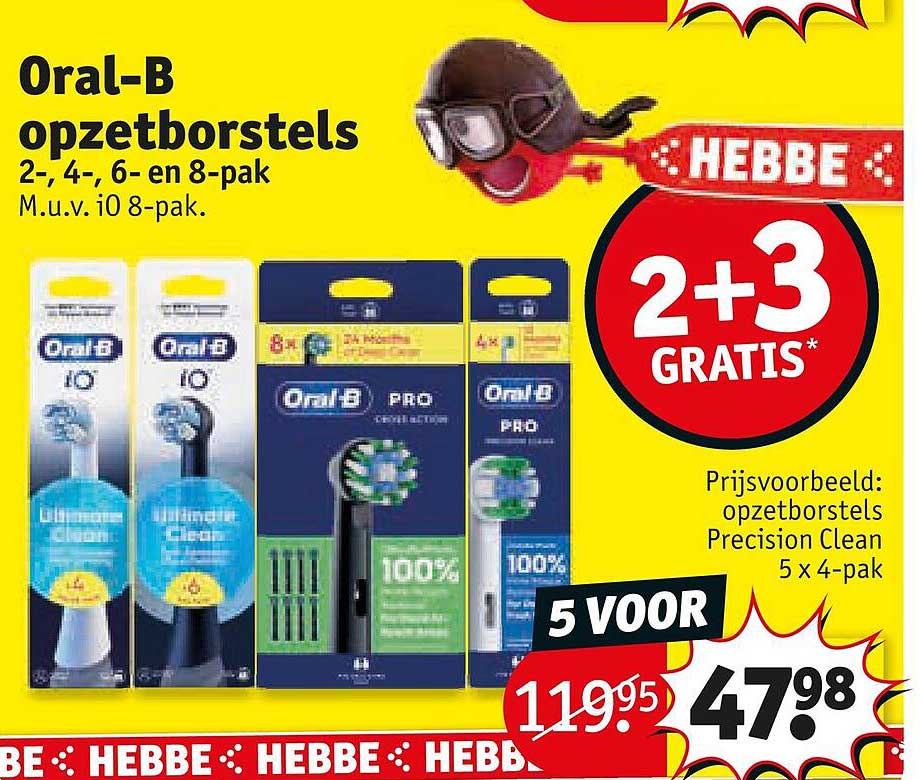 Oral-B opzetborstels 2+, 4-, 6- en 8-pak 2+3 GRATIS*