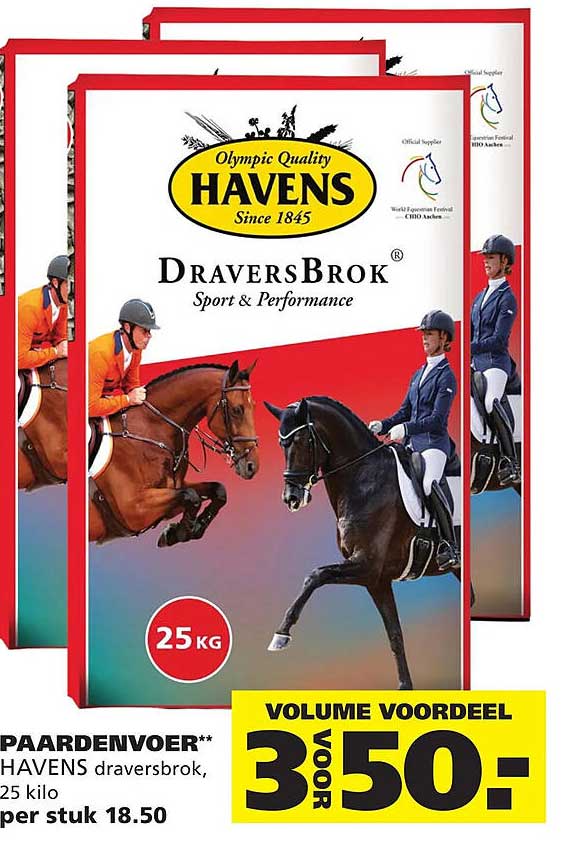 PAARDENVOER** HAVENS draversbrok, 25 kilo volume voordeel