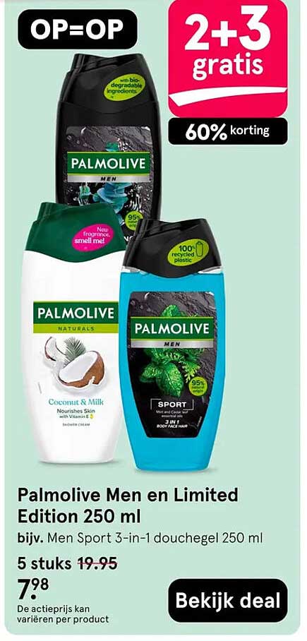 Palmolive Men en Limited Edition 250 ml 2+3 gratis