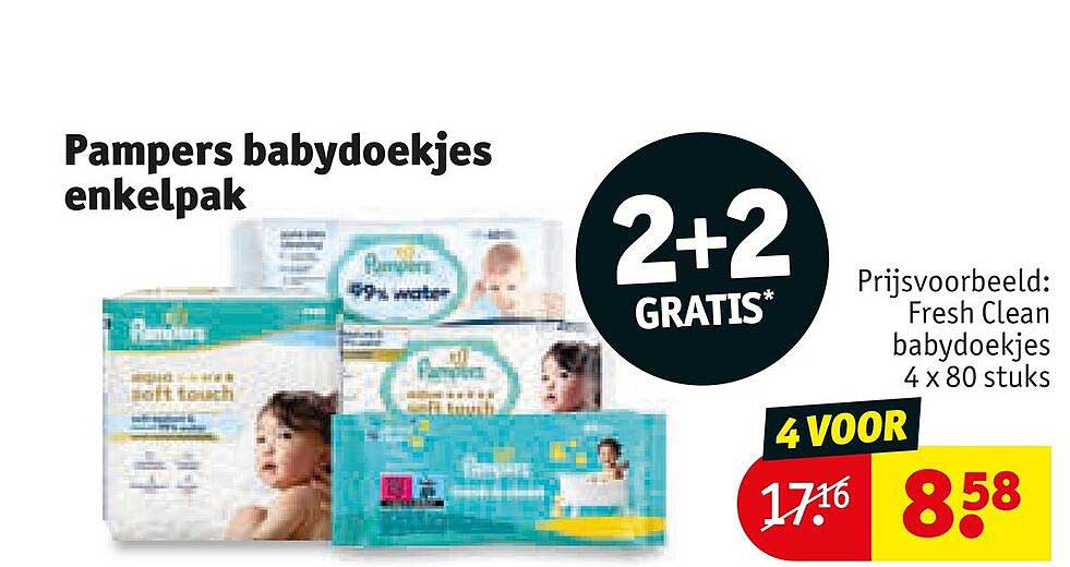 Pampers babdoekjes enkelpak 2+2 GRATIS*