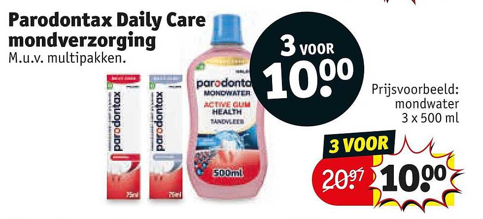 Parodontax Daily Care mondverzorging M.u.v. multipakken. 3 voor 10.00