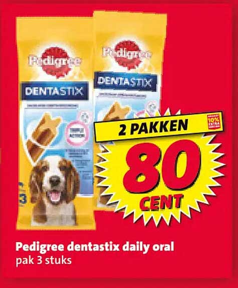 Pedigree dentastix daily oral pak 3 stuks 2 pakken 80 cent