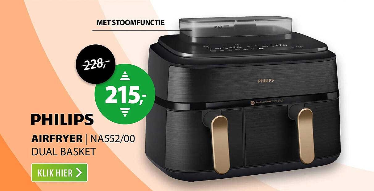 PHILIPS AIRFRYER | NA352/00 DUAL BASKET MET STOOMFUNCTIE