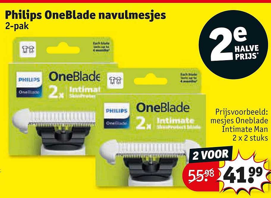 Philips OneBlade navulmesjes 2-pak 2e halve prijs