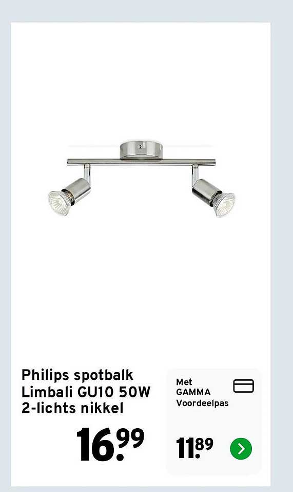 Philips spotbalk Limbali GU10 50W 2-lichts nikkel