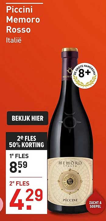 Piccini Memoro Rosso Italië BEKIJK HIER 2e FLES 50% KORTING