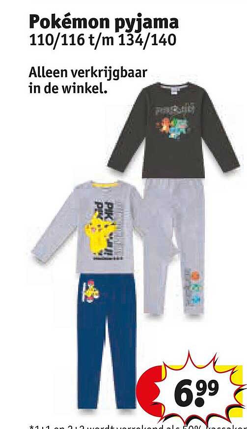 Pokémon pyjama 110/116 t/m 134/140