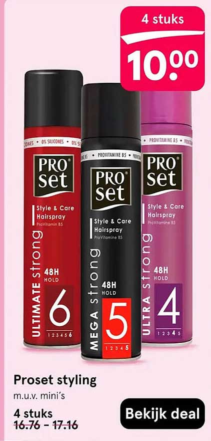 Proset styling m.u.v. mini’s 4 stuks