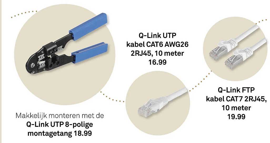 Q-Link UTP kabel CAT6 AWG26 2RJ45, 10 meter