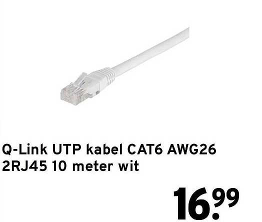 Q-Link UTP kabel CAT6 AWG26 2RJ45 10 meter wit