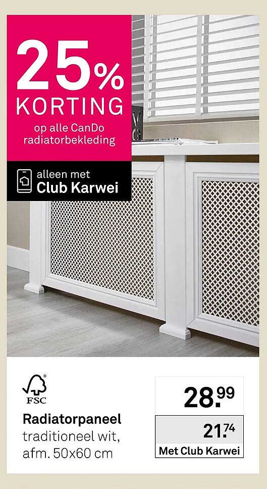 Radiatorpaneel traditioneel wit, afm. 50x60 cm 25% korting