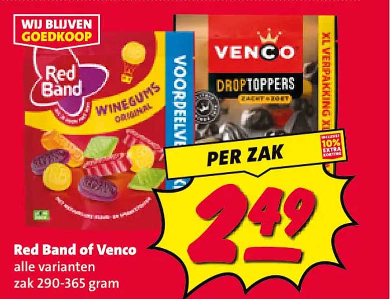 Red Band of Venco alle varianten zak 290-365 gram