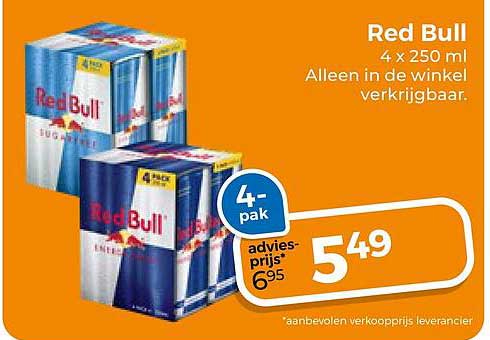 Red Bull 4 x 250 ml Alleen in de winkel verkrijgbaar.
