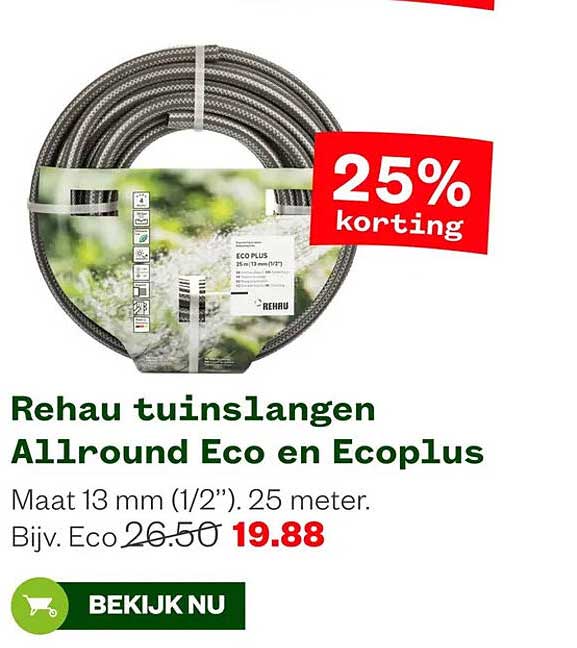 Rehau tuinslangen Allround Eco en Ecoplus 25% korting
