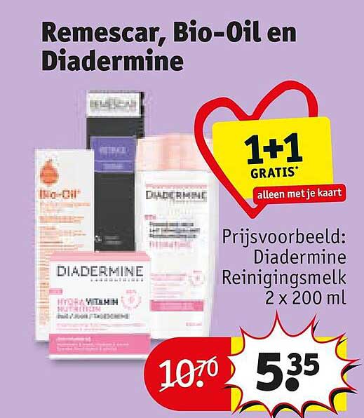 Remescar, Bio-Oil en Diadermine 1+1 GRATIS