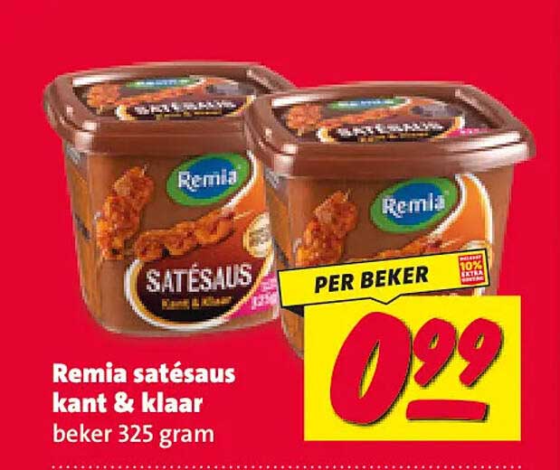 Remia satésaus kant & klaar beker 325 gram