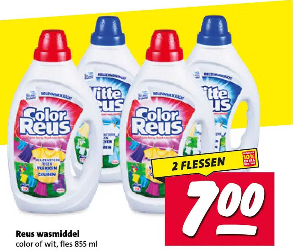 Reus wasmiddel color of wit, fles 855 ml 2 FLESSEN