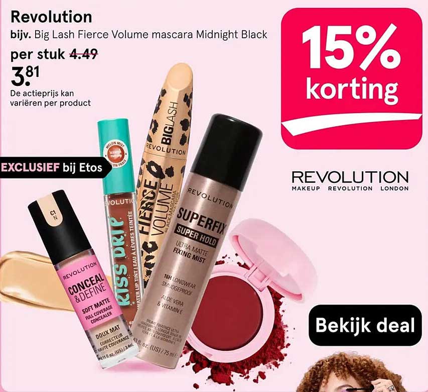 Revolution Big Lash Fierce Volume mascara Midnight Black 15% korting