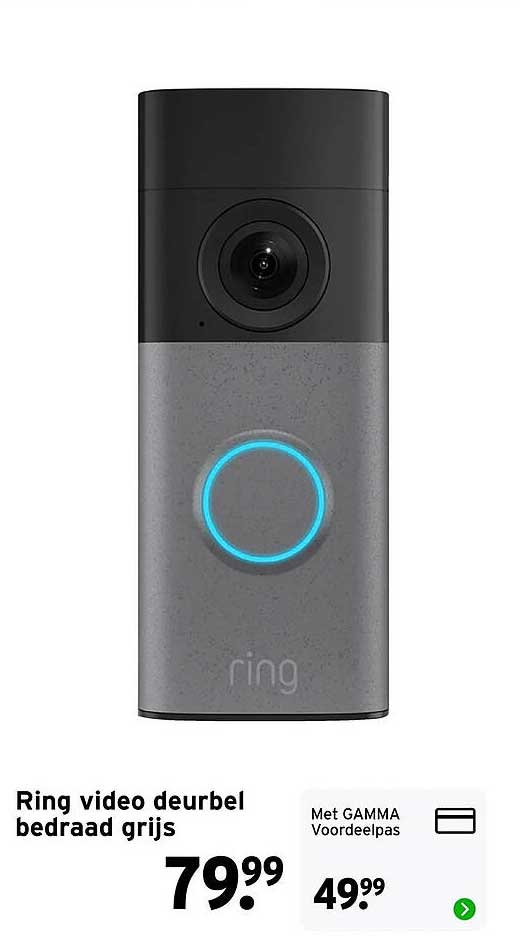 Ring video deurbel bedraad grijs